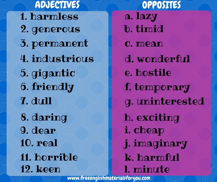 Ex. Adjectives and opposites (2)