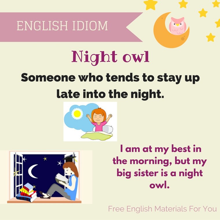 night owl meaning - English idiom - Free English Materials For You - femfy.jpg